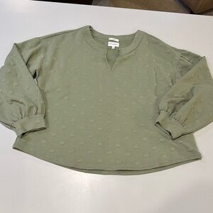 Blu Pepper Green Long Puffy Sleeve Dotted Blouse Size Large
